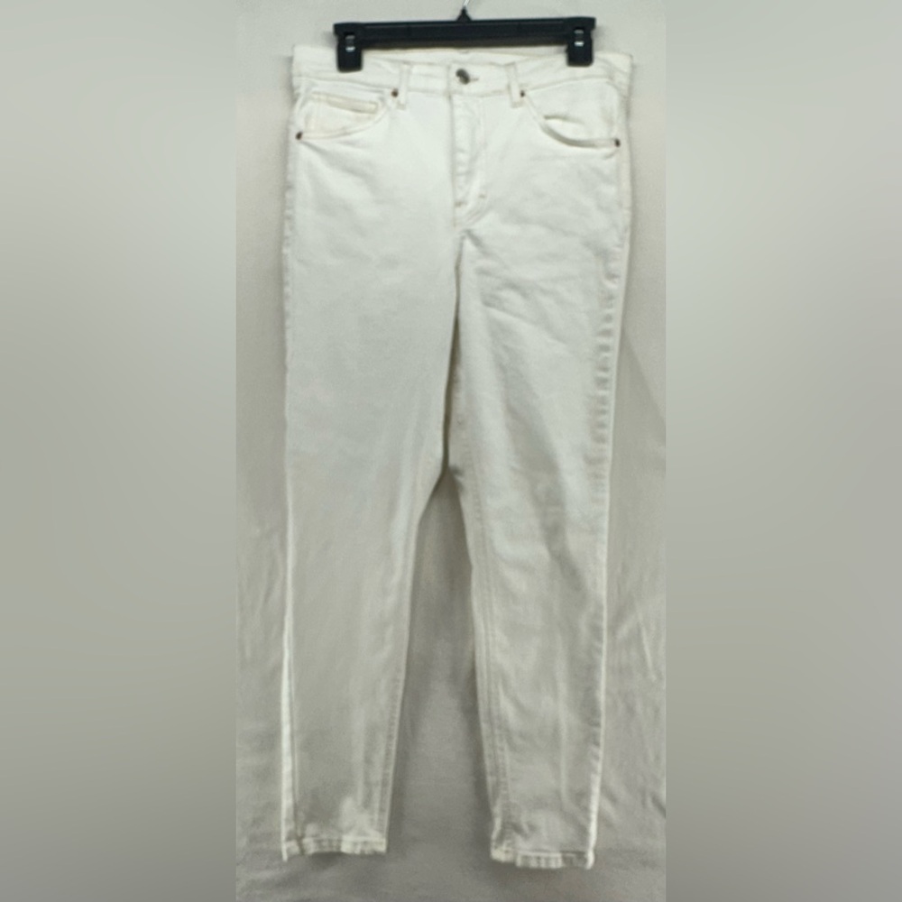 Topshop Cream White Jamie Skinny Leg Stretch Denim Jeans W32‎ L30 10.5” Rise